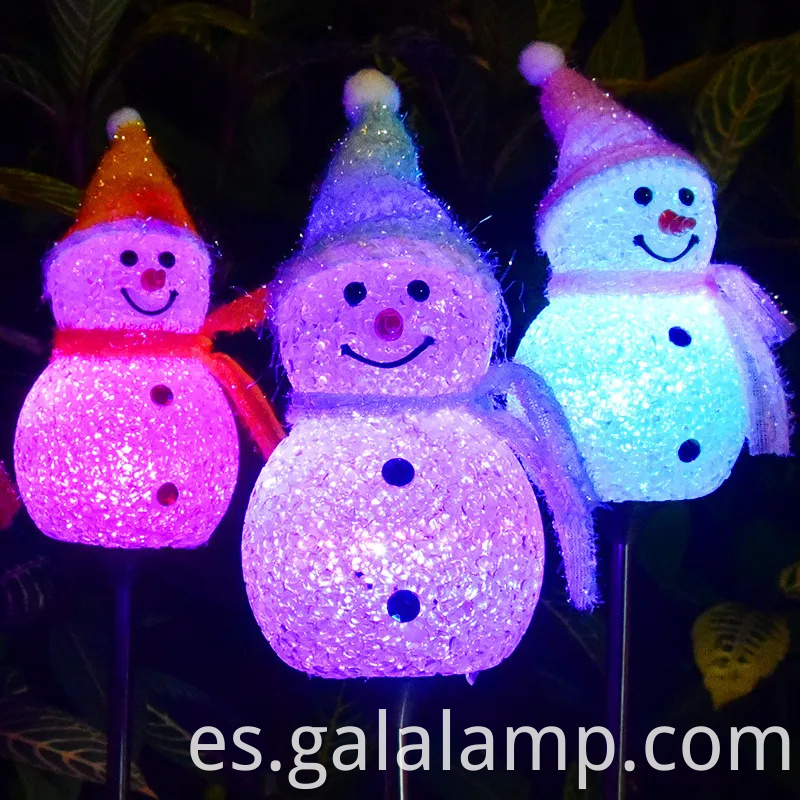 Iluminando lámparas de piso solar festivo de muñeco de nieve para decoración al aire libre